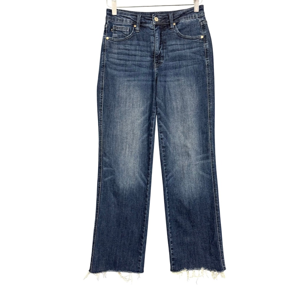 Judy Blue Jeans Womens 3 26 Blue Straight‎ Leg Raw Hem Dark Wash 28x29 JB88861